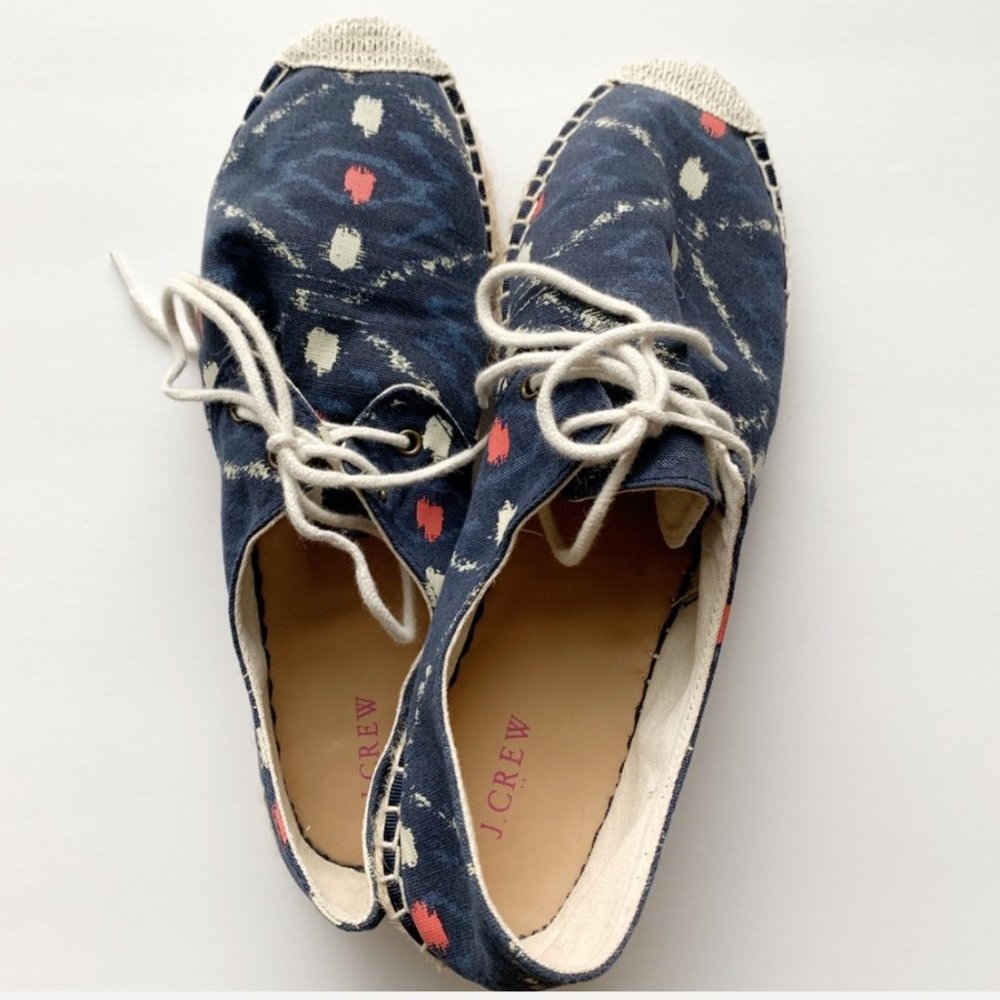 J. Crew Lace Up Espadrilles Flats Patterned Womens